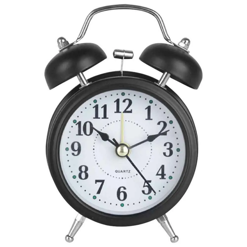 Alarm Metal Battery Powered Analogue Alarm Clock - Black