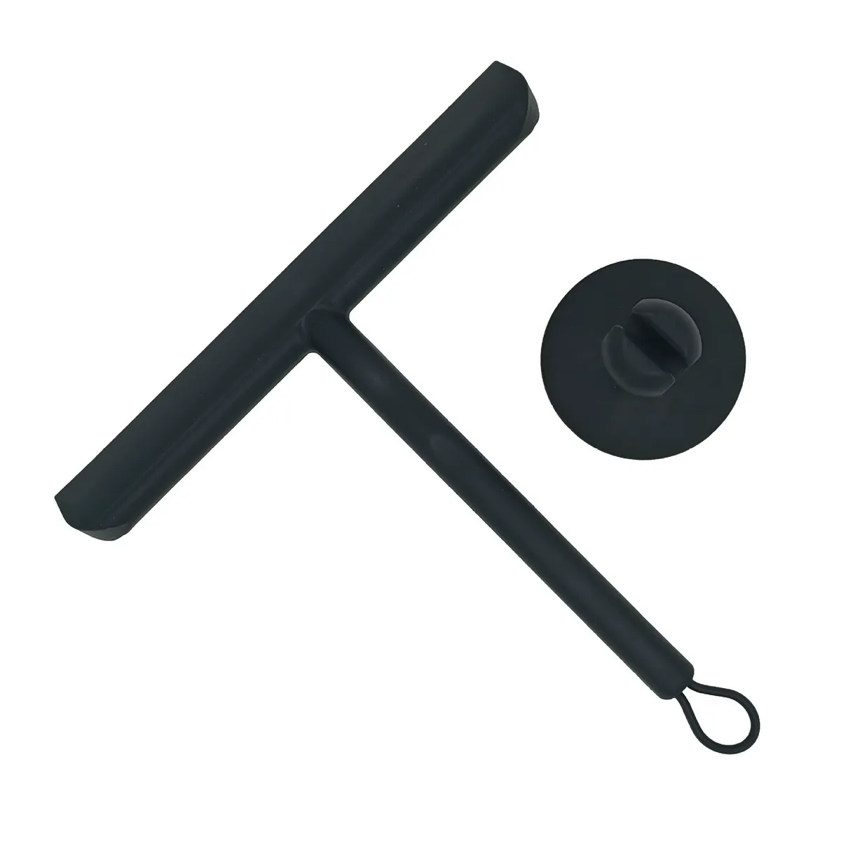 Silicone Wiper - Bathroom Glass Mirror Cleaning Scraper - Black