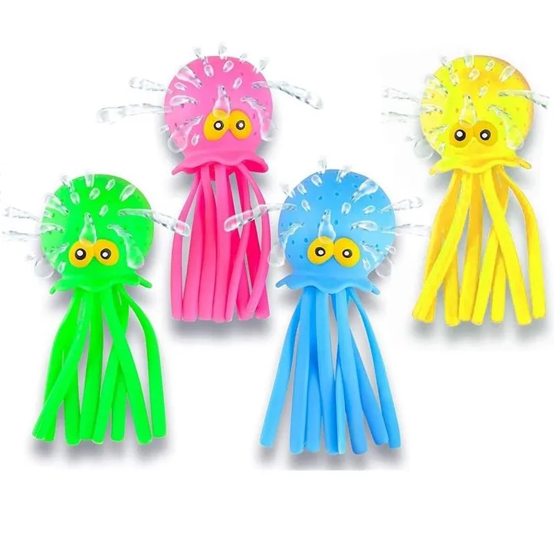 4-Piece Octopus Water Balls, Rubber Bath Toys for Kids, Stress Relief