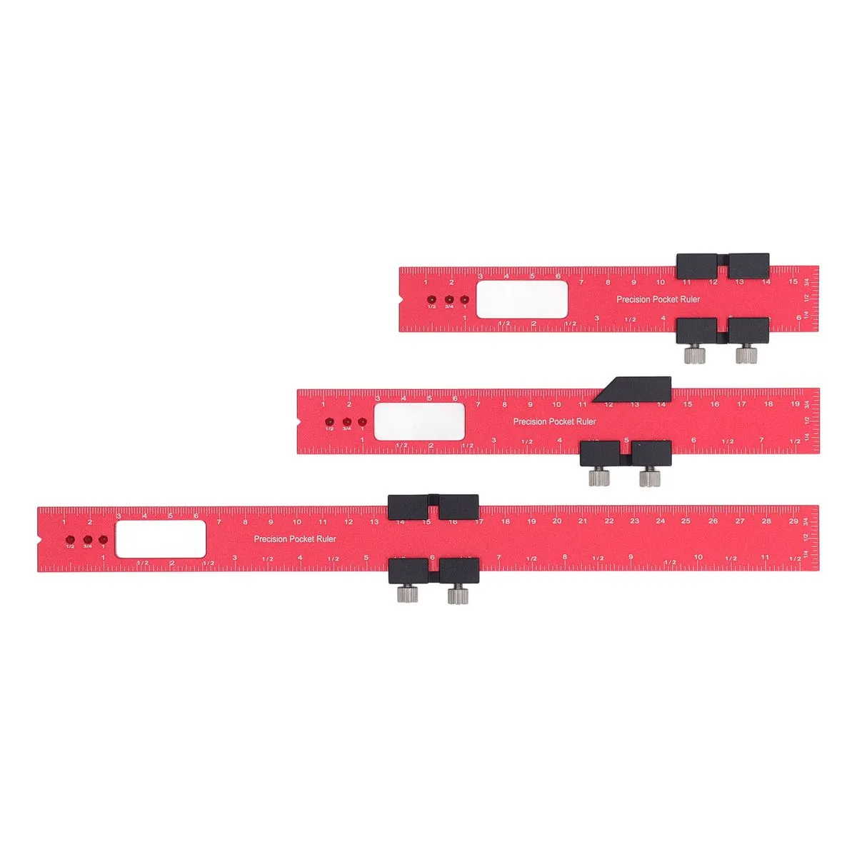 Red Wood Marking Ruler with Stopper - 16cm / 20cm / 30cm (3 Sizes)