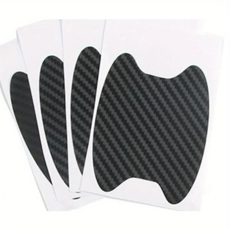 Pack of 4 Car Door Handle Sticker, Non-Marking Carbon Fiber Anti-Scratch - Black