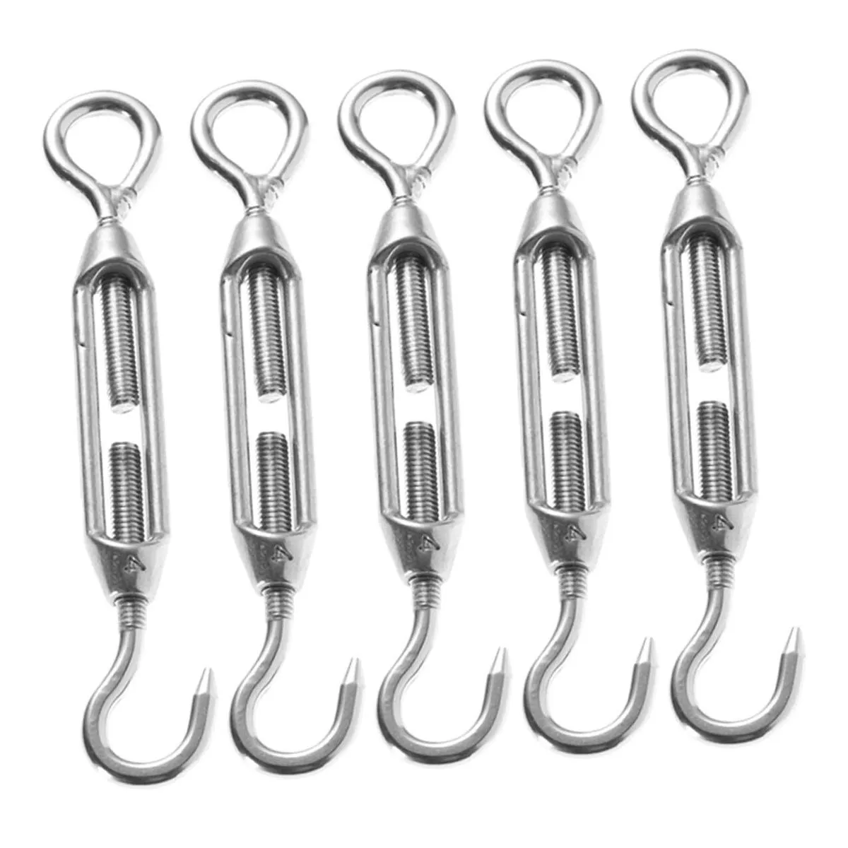 5pcs M5 Stainless Steel 304 Adjustable Jaw Turnbuckle Wire Rope Tensioner