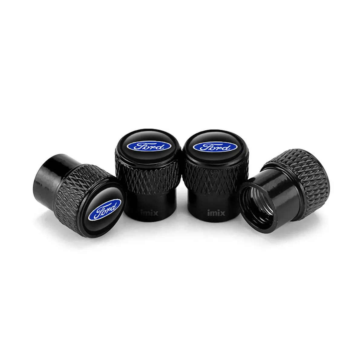imix home-Ford Tire Valve Stem Caps,Aluminum Valve Cap Set For All Ford - Black