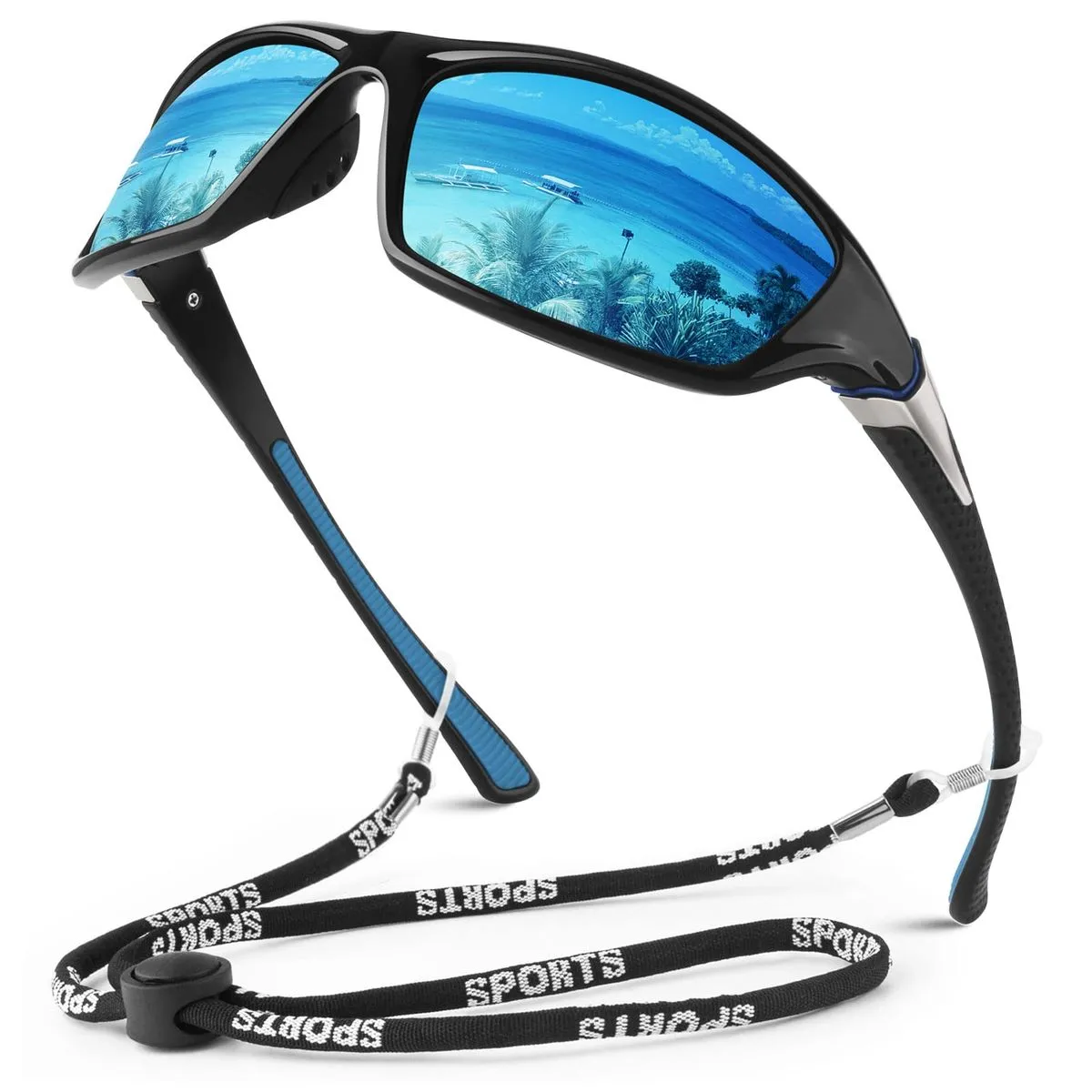 UV400 protection, polarized sports sunglasses for men and women - Blue
