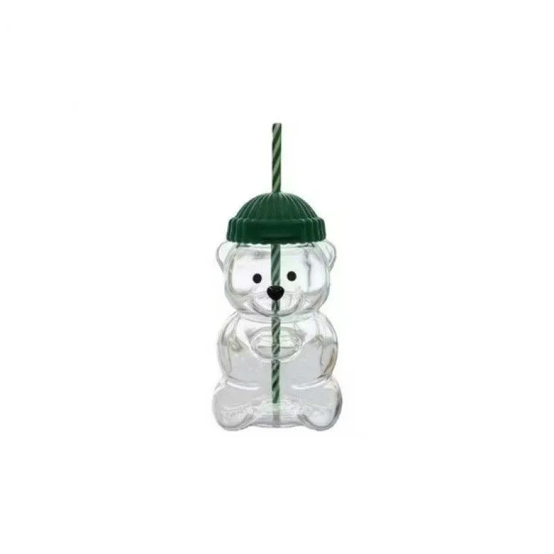 Bear Straw Cup, Cute Baby Straw Cups Glass Honey Bear Cup with Straws