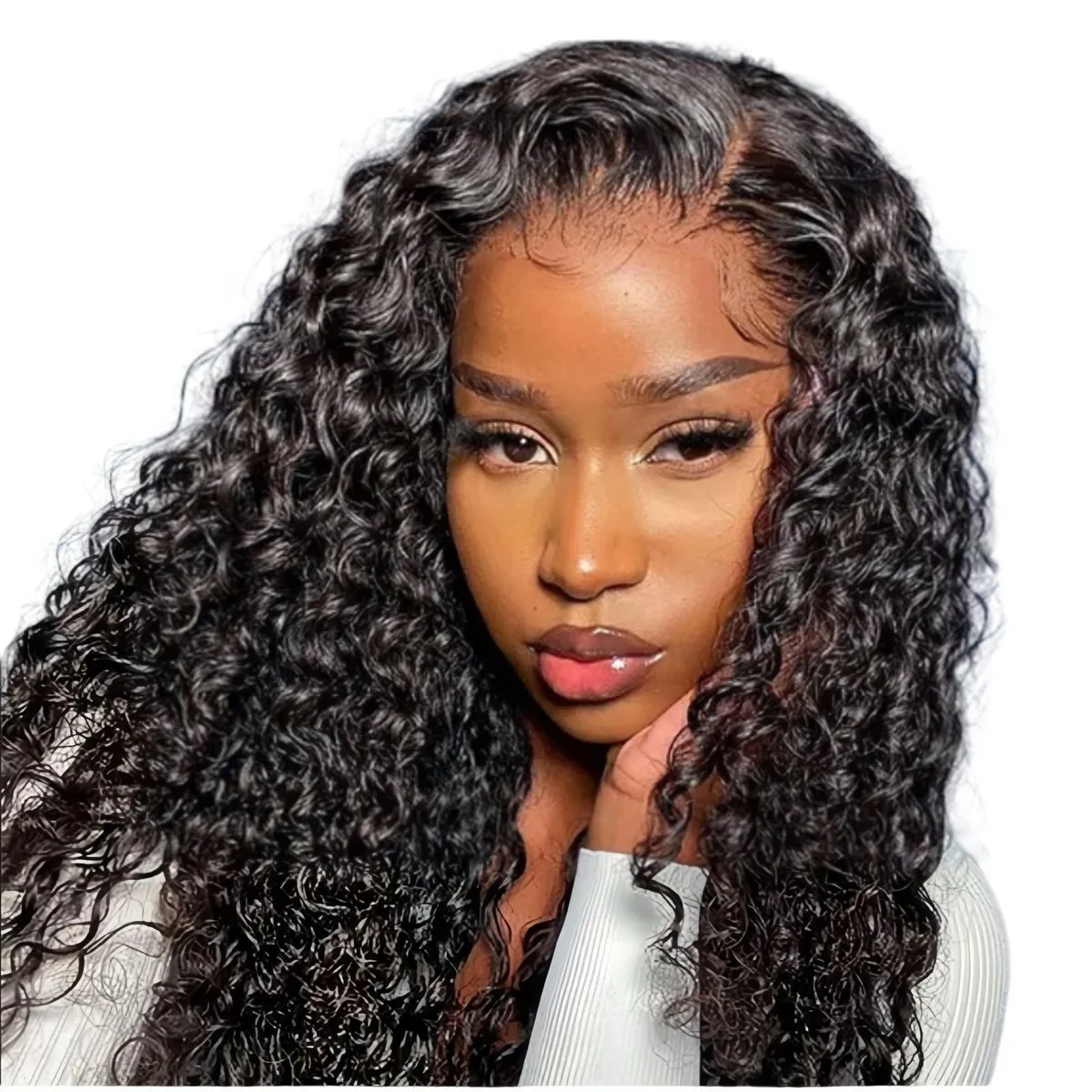 14-Inch Full Frontal Water Wave Wig Human Hair Natural Colour
