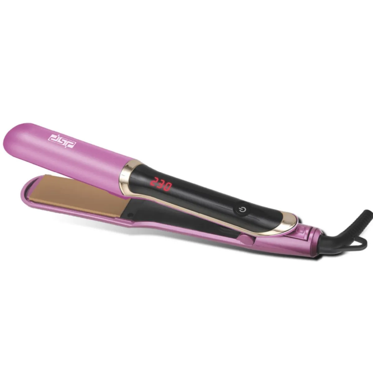 Hair Straightener Iron Quick Heat-Up Digital Display Anti-Frizz Styling - Pink
