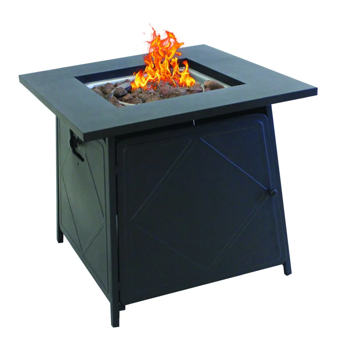Alva Firetable Outdoor Gas Heater With Lava Rocks and Lid