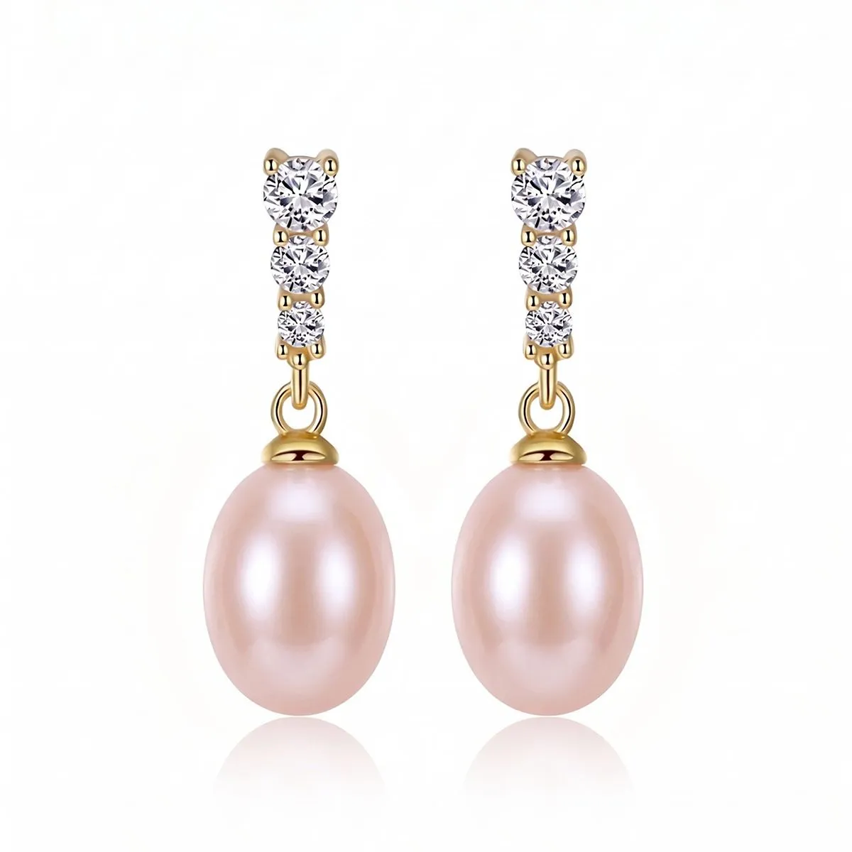 Women 925 Sterling Silver Cultured Freshwater Pearls Earrings - Pink Pearl