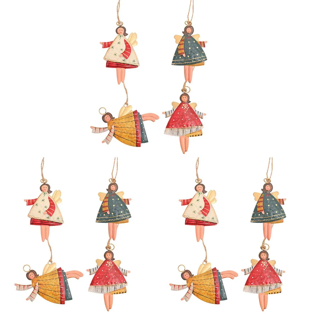 12 Pcs Christmas Metal Dancing Angel Pendants Ornaments For Home