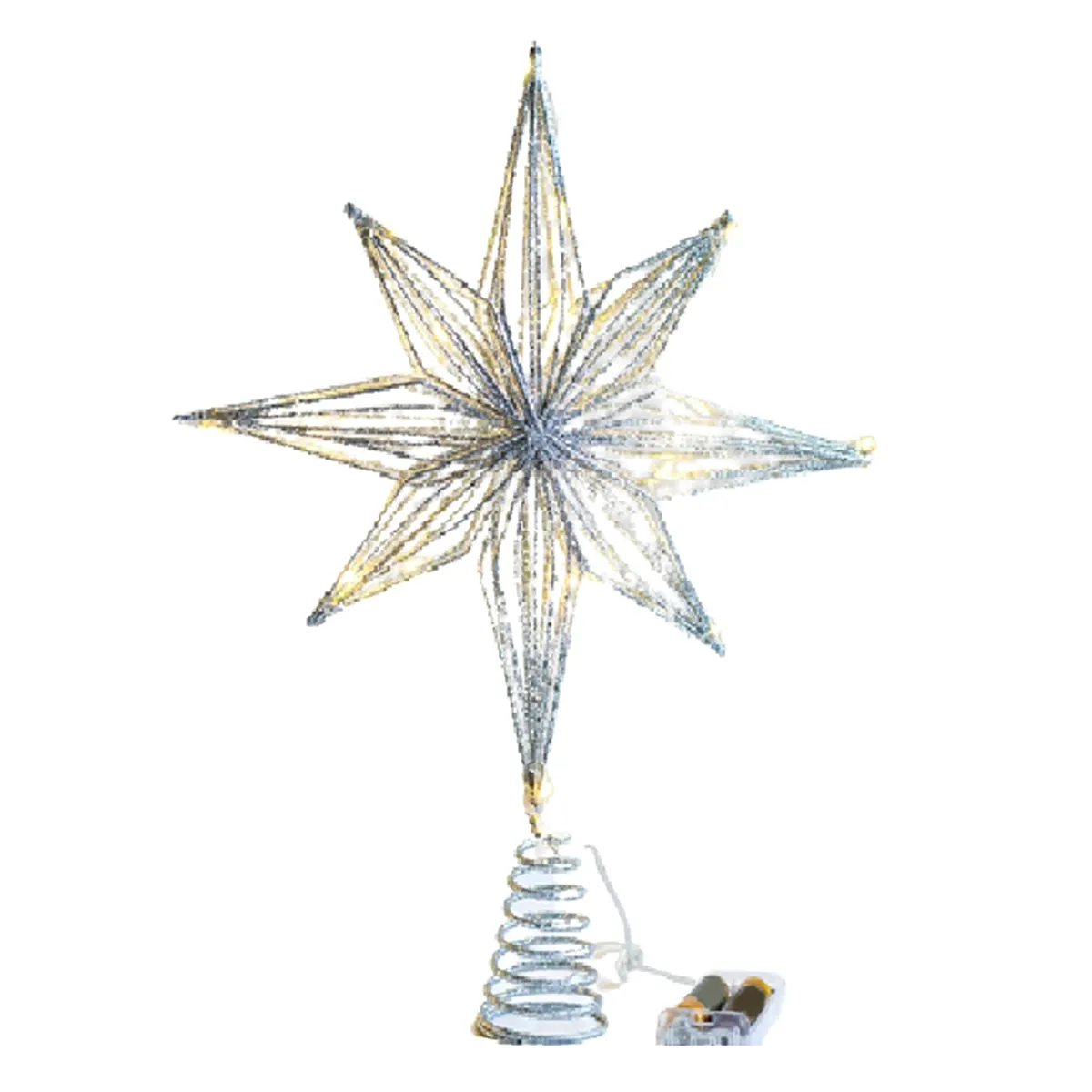 Christmas Tree Toppers Star Lamp for Eight-Pointed Star Tree,Silver