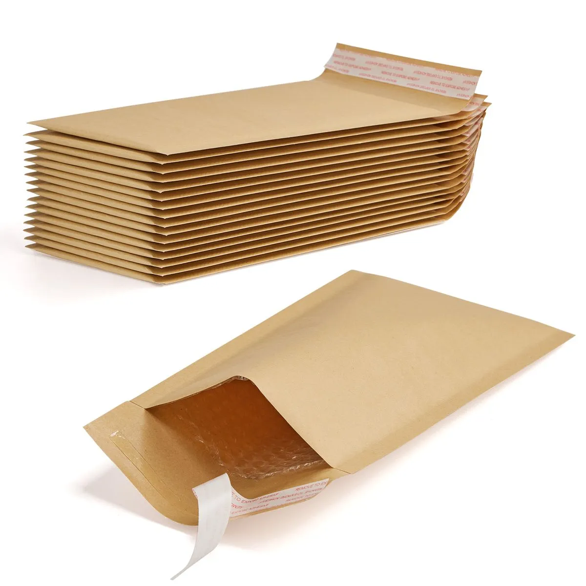 Chenshia 15x29cm Brown Kraft Bubble Pouch Maller Seal Padded Envelopes - 50pcs