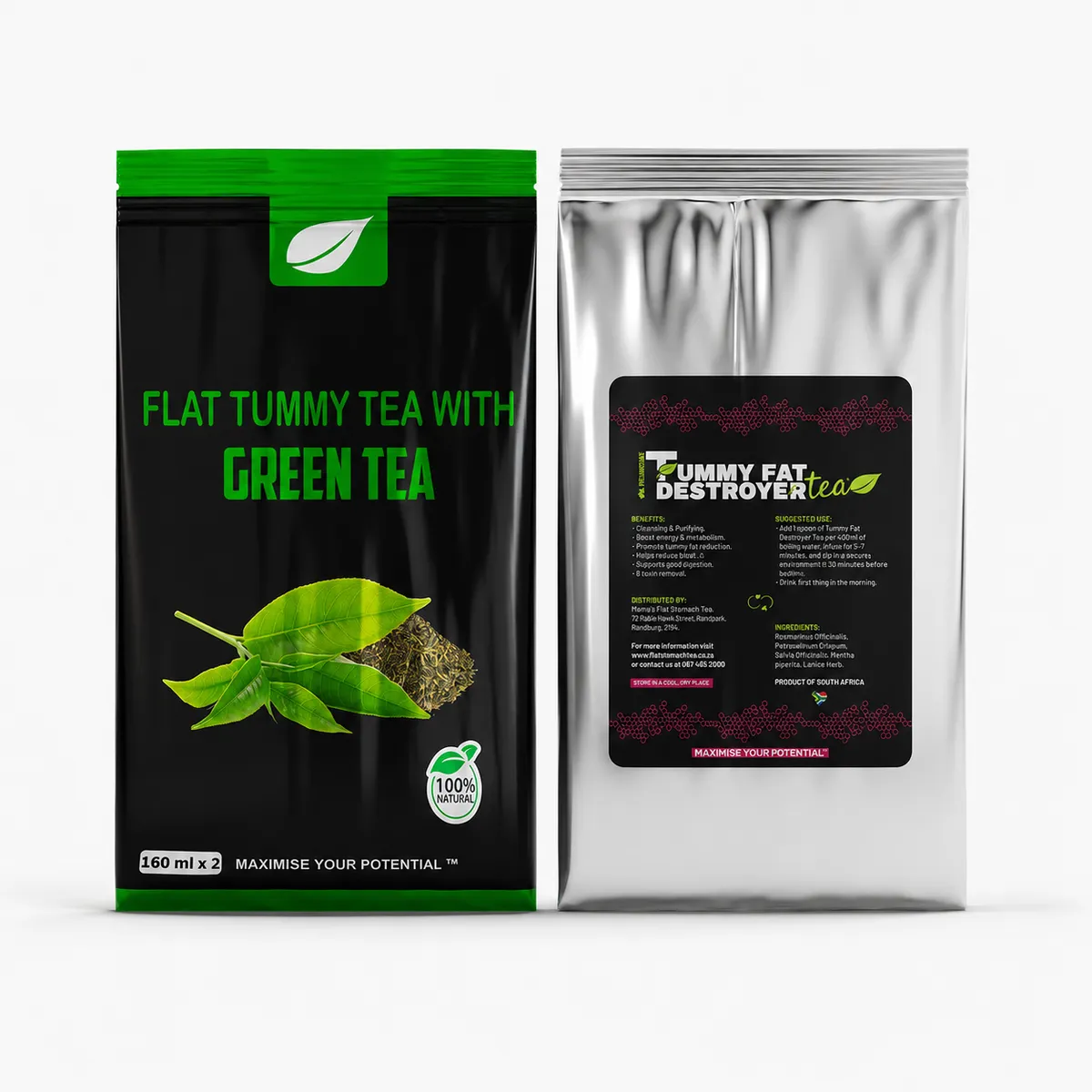 Tummy Fat Destroyer Tea & Flat Tummy Tea with Green Tea