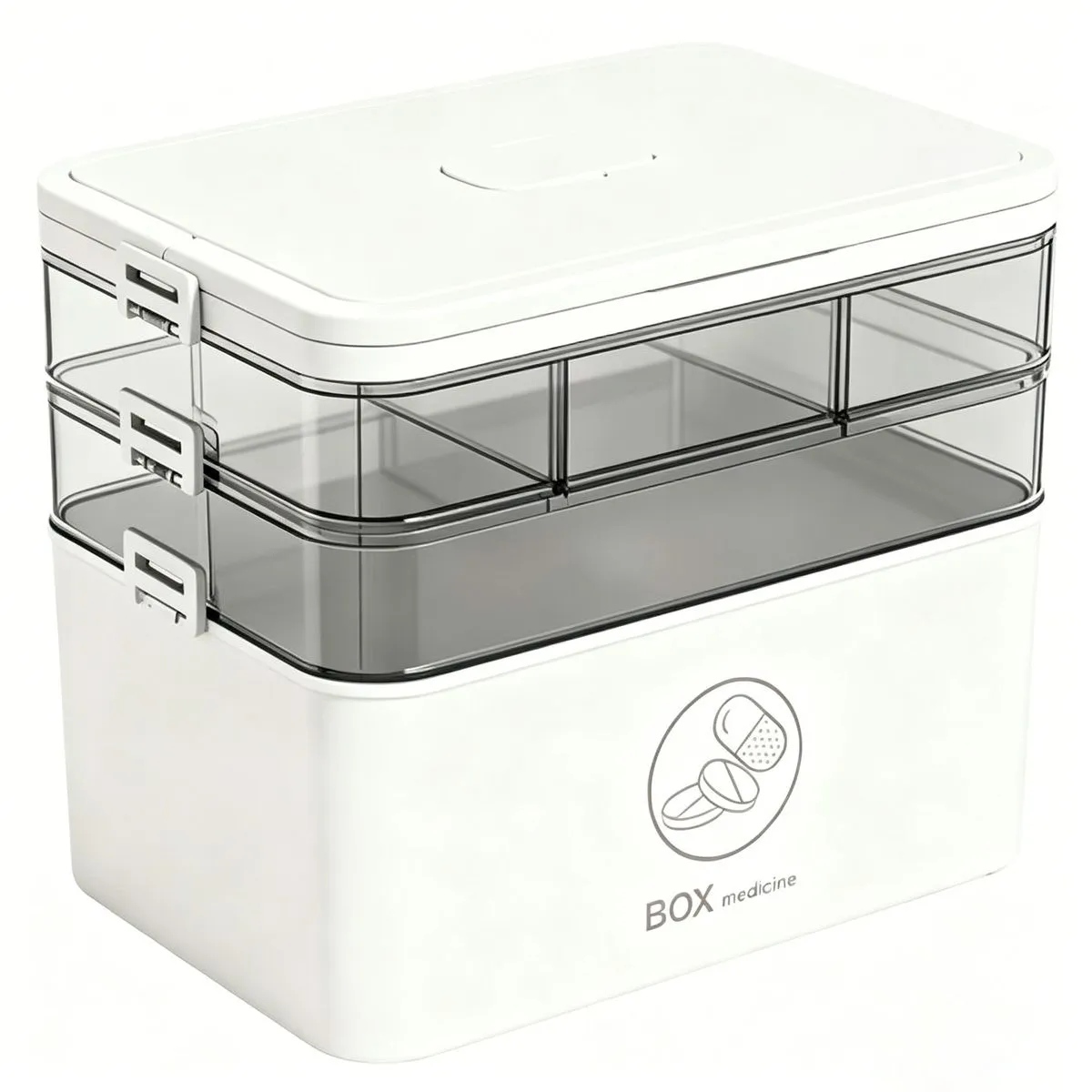 3-Tier Medicine Storage Box Portable First Aid Storage Box with Handle