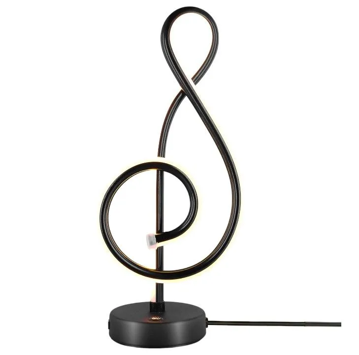 Musical Note LED Desk Lamp With Dimmable Lighting - Black