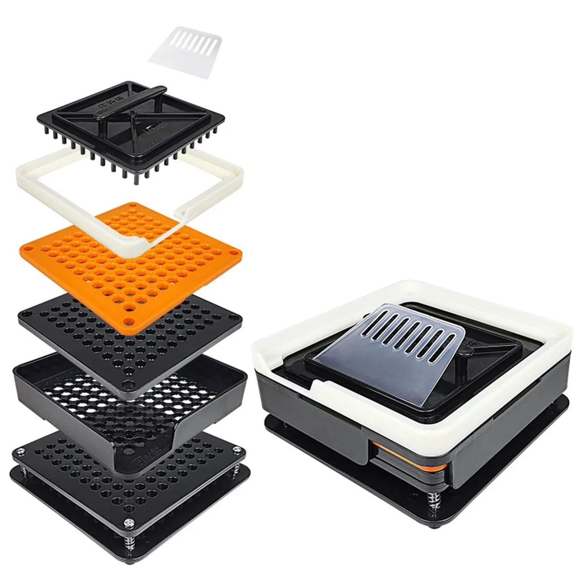 100 Holes Capsule Filling Machine Pill Filler with Powder Set for Size 0 - Black