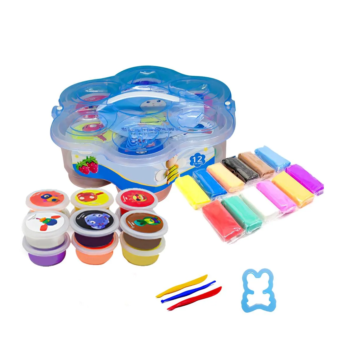 24 Piece DIY Modeling Air Dry Ultra Light Clay Kit -14 Colors - Blue