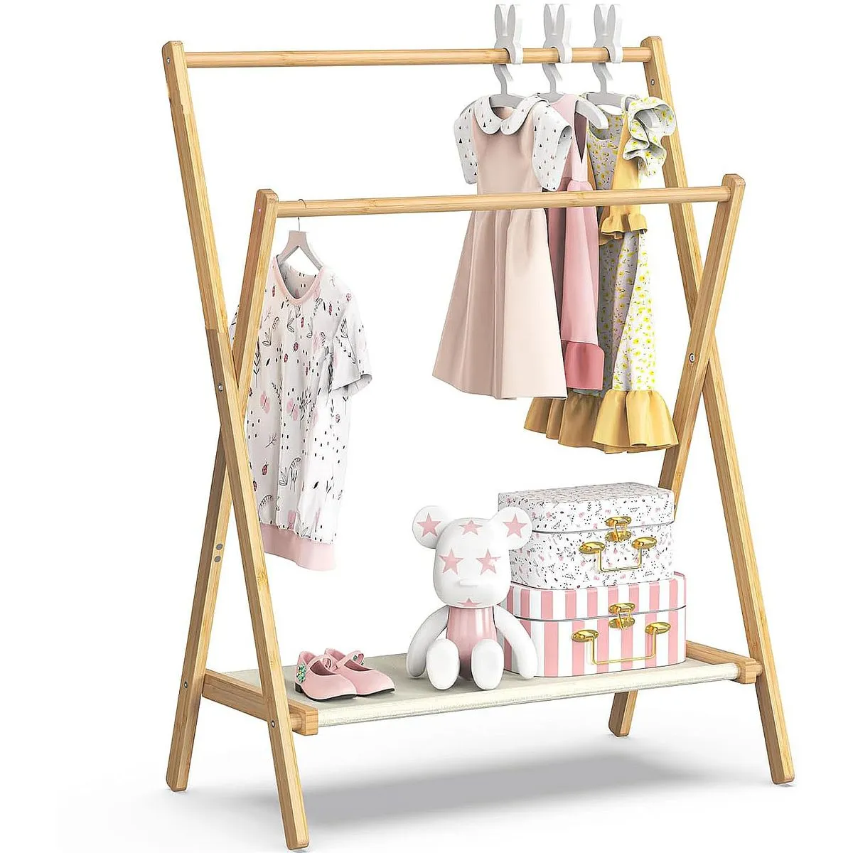 Children's Clothing Rack With Storage Shelf