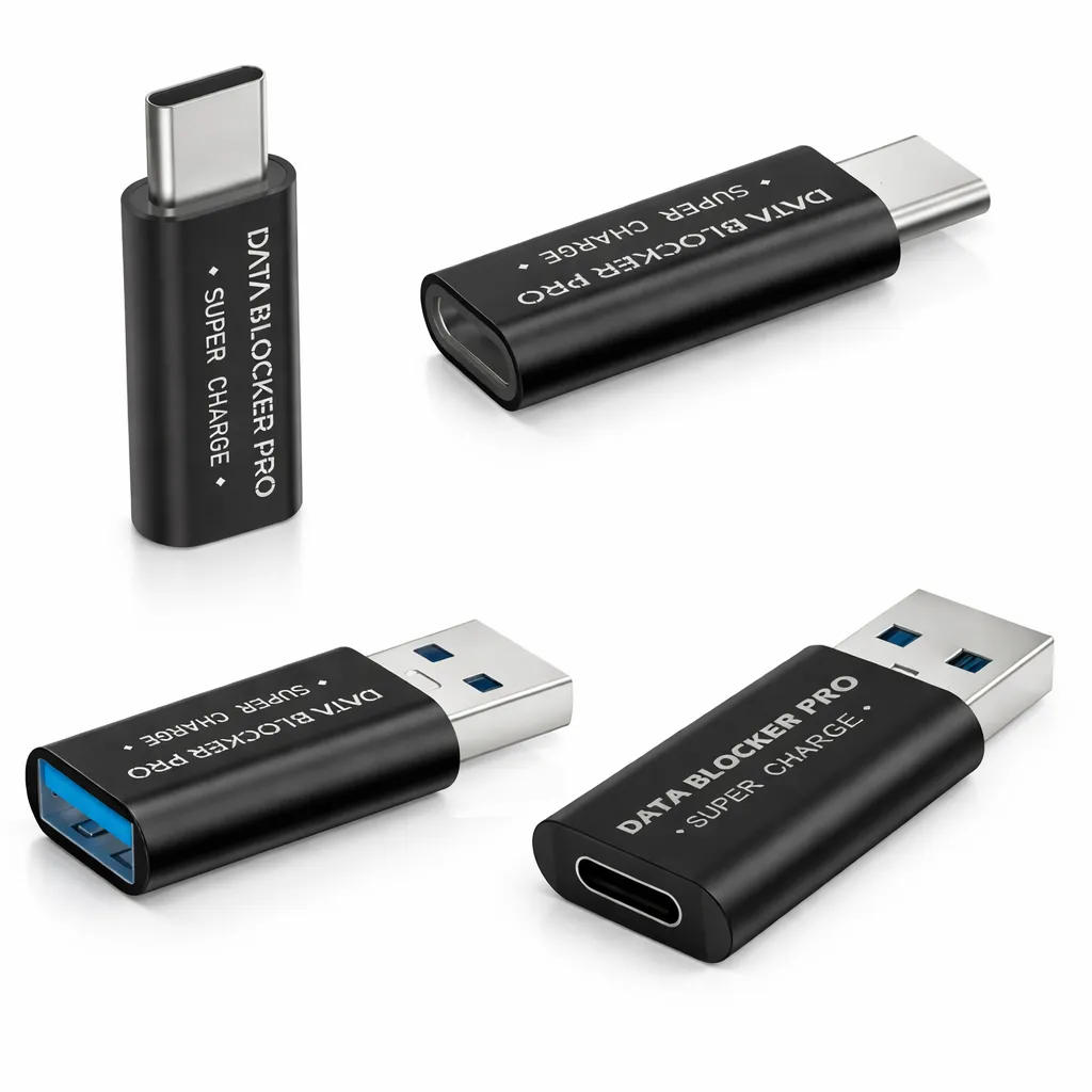 USB-A/USB-C Data Blocker Adapter for Safe Charging 4Pieces