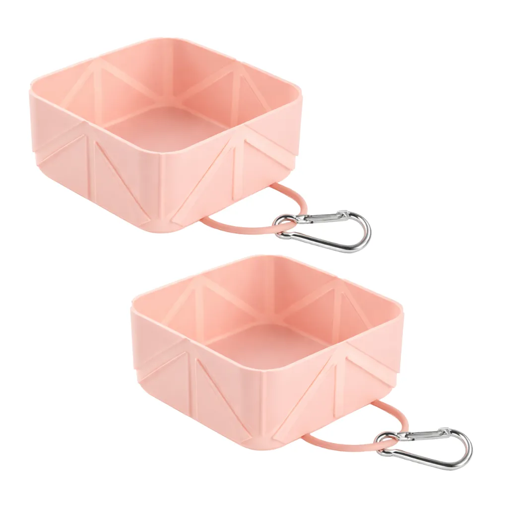 2 Pack - Collapsible Silicone Pet Travel Bowl - Pink