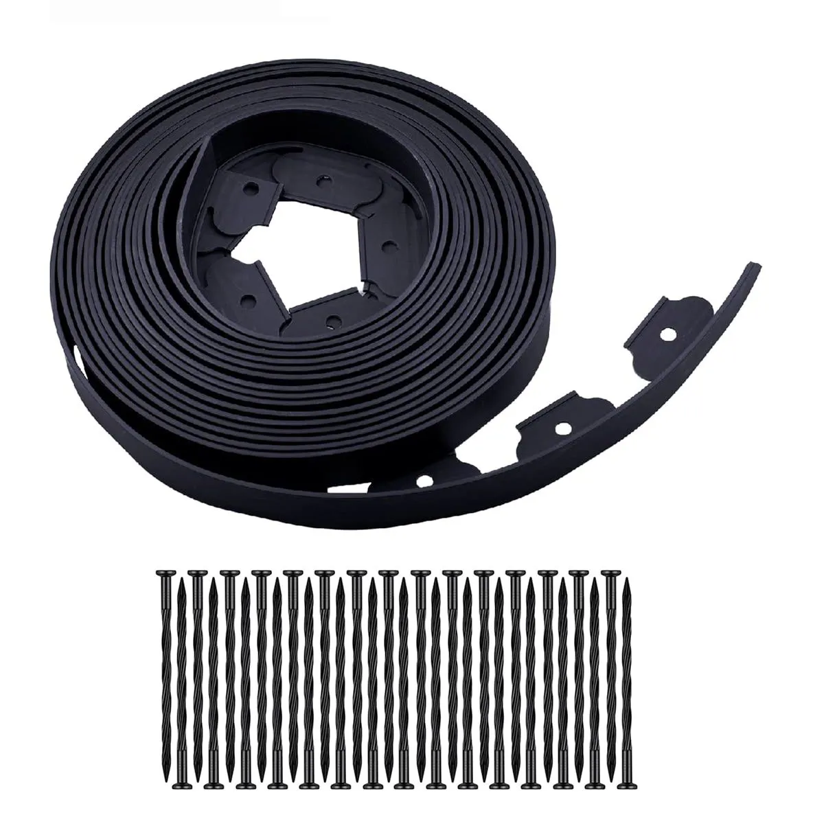 5cm x 5cm x10m L-Shaped Flexible Plastic Grass And Stone Isolation Belt - Black