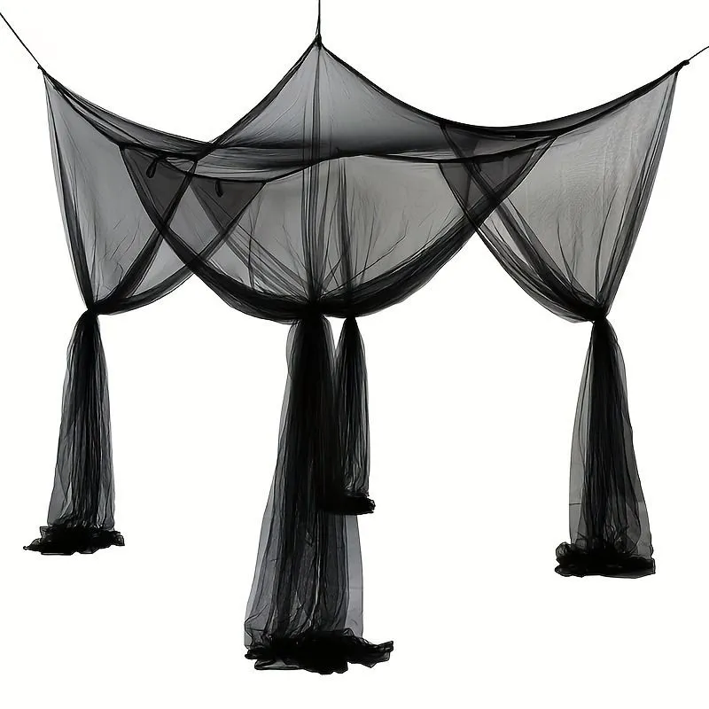 Mosquito Net Floor To Ceiling Bed Curtain Double Opening Mosquito Proof - Black