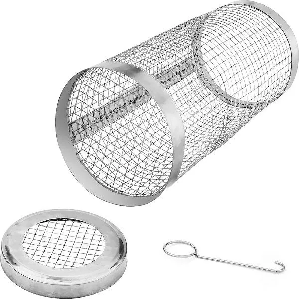 Stainless Steel Rolling Grill Basket, 304 Stainless Steel BBQ Cage