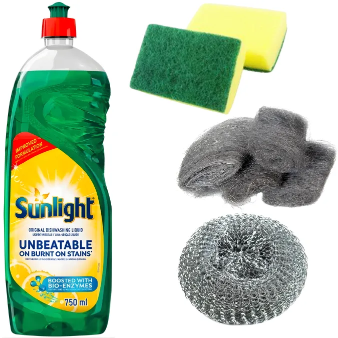 Sunlight Dishwashing Liquid 750ml & Scrub Kit