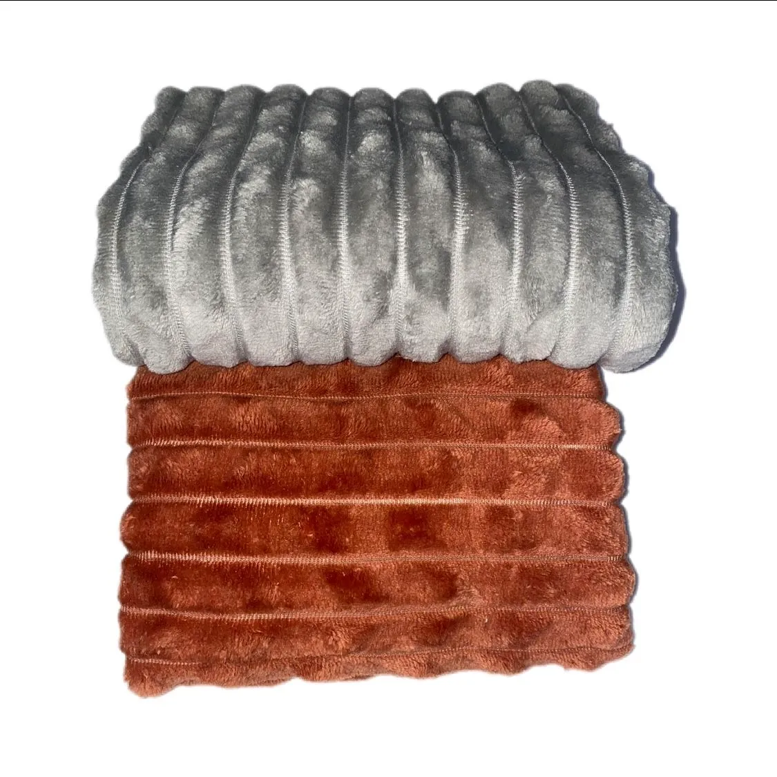 Baby Blanket Fleece Throw Set of 2 - Ash Grey Brownie