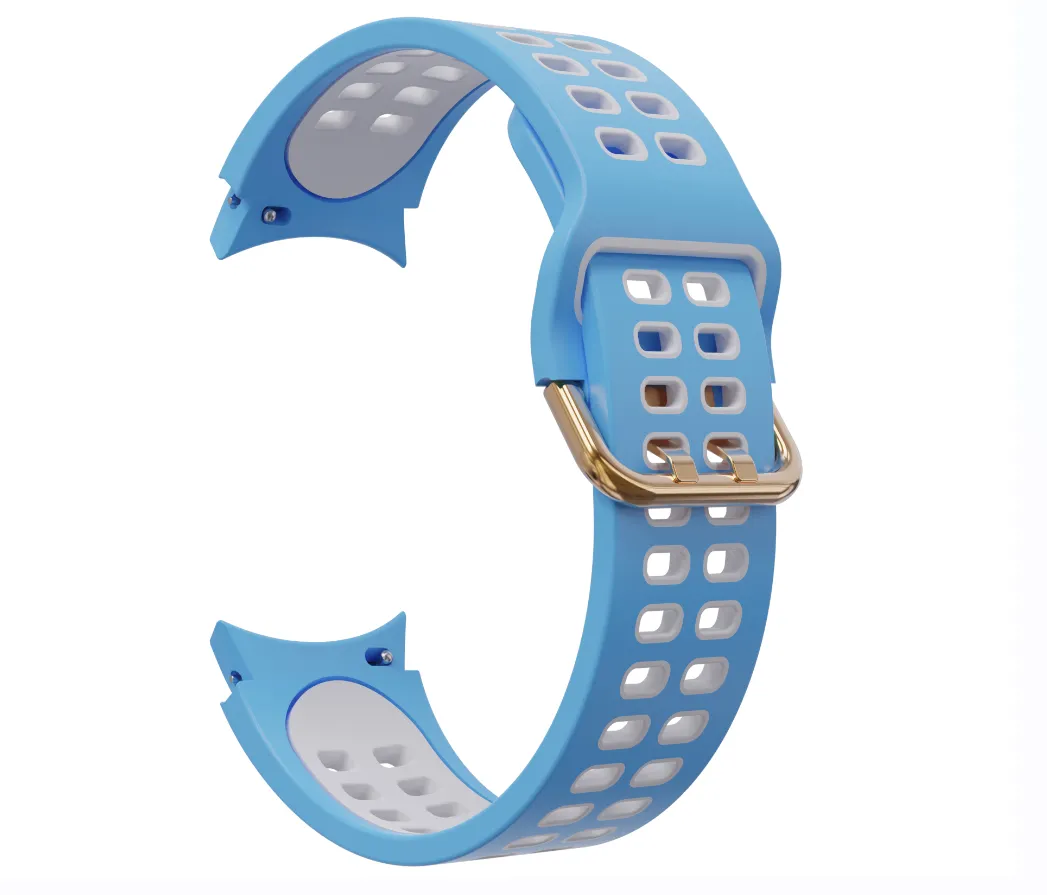 Silicone Strap for Samsung Galaxy Watch 4/5 Dual Color - Rose Gold Buckle - Blue, Yellow