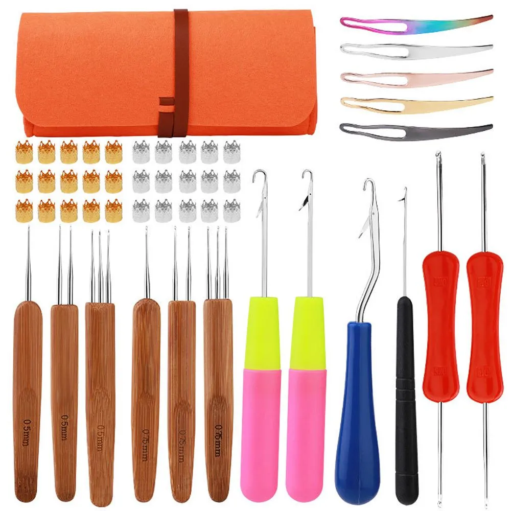 Dreadlock Crochet Hook 48Pcs for Hair Braiding with Case and Dreadlock Tool