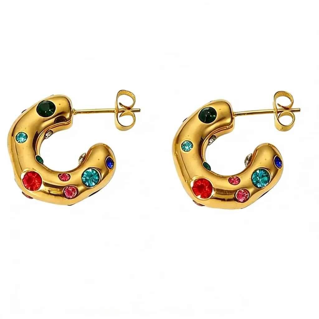 Chunky Gold Hoop Earrings for Women Plated Trendy Cute Small Hoop Earrings - Gold