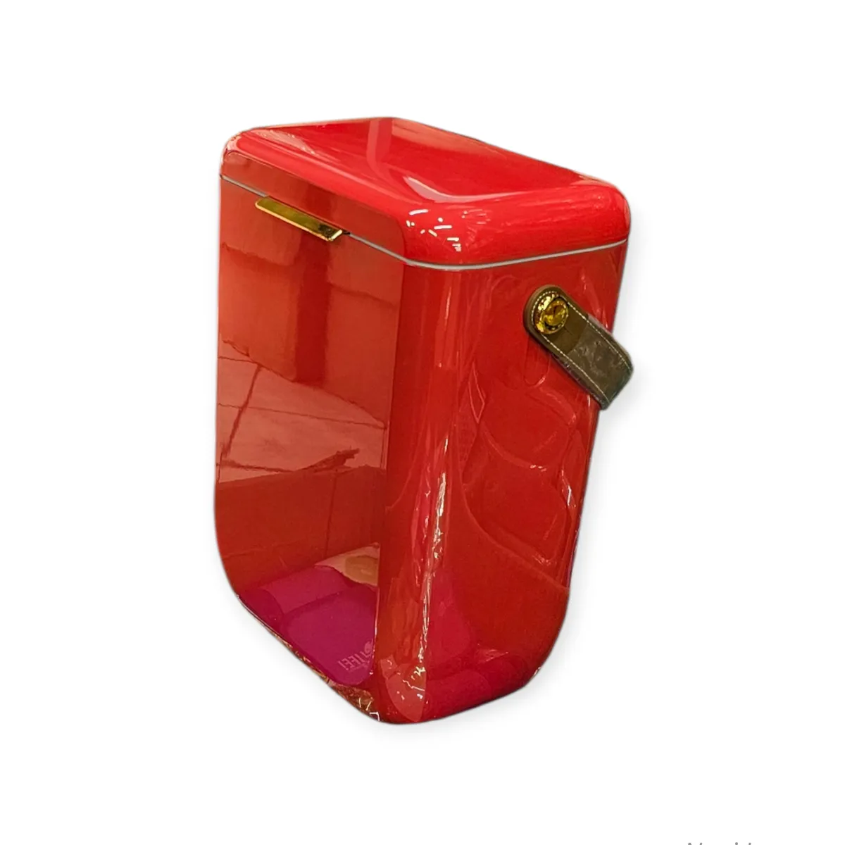 Noni Luxe 10L Glossy Portable Red Cooler Box -Leather Strap & Gold Latch