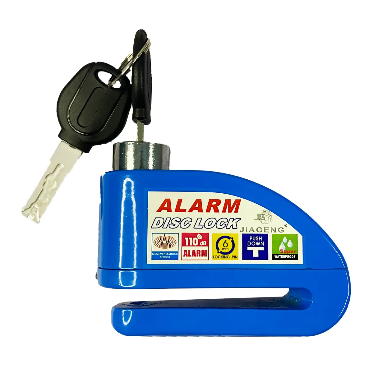 JIAGENG Motorcycle Disc Lock with 110dB Alarm,Waterproof for Bike & Scooter - Blue