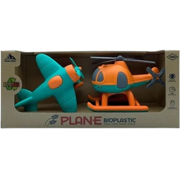 Bioplastic Plane and Helicopter Toy Set for Kids