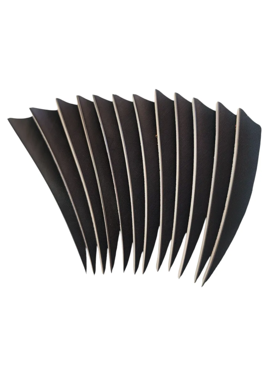 Archery Feathers for Arrows 4 inch - Archery Fletching Supplies (6 Pack) - Black