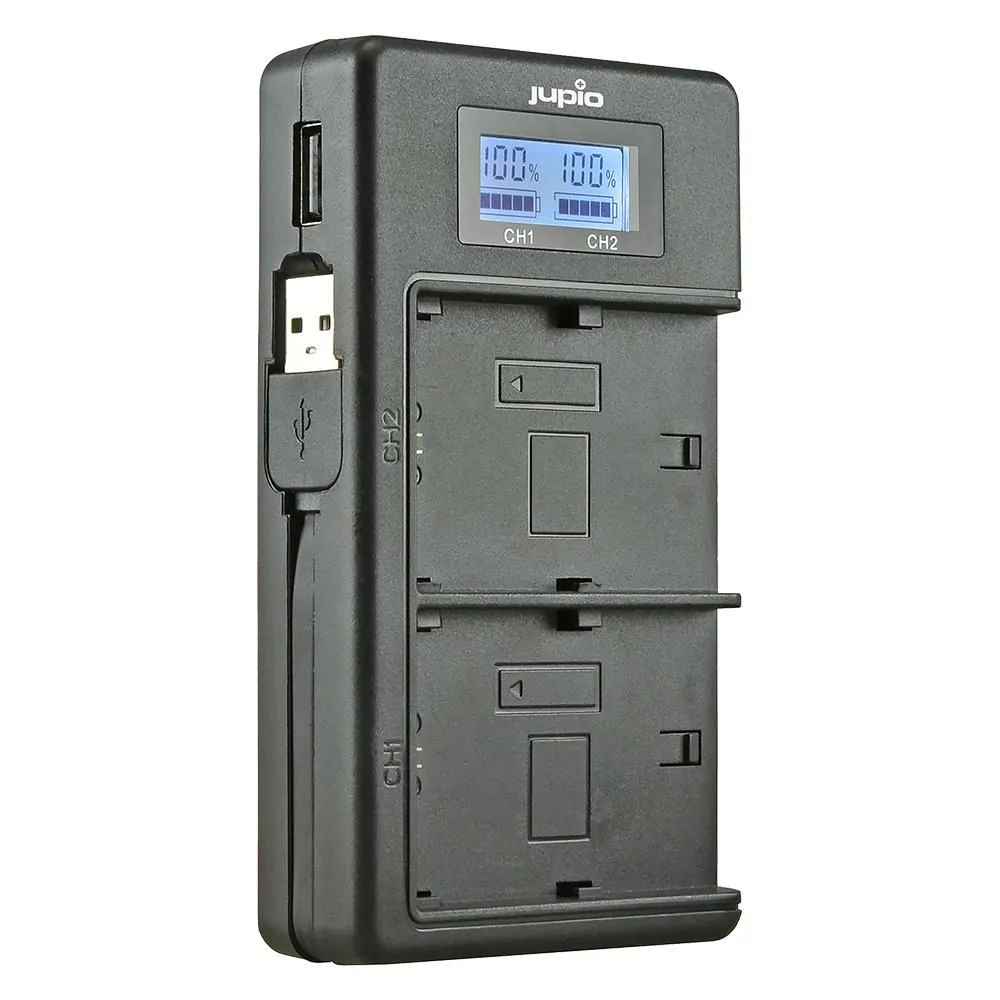 Jupio USB Dedicated Duo Charger LCD for Sony NP-FH50/70/100, NP-FV50/70,100