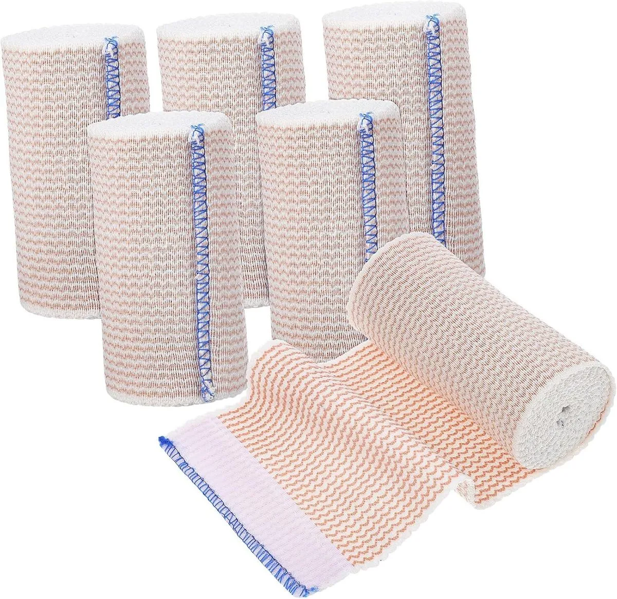 6 Roll Elastic Sports Wrap Bandage Self-Adhering Stretch Tape