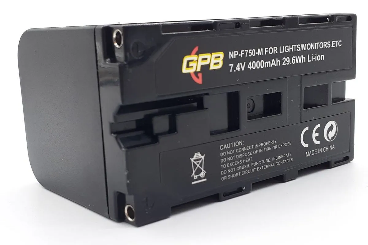 GPB NP-F750 Type Battery For Use on Camera Lights and Monitors with USB