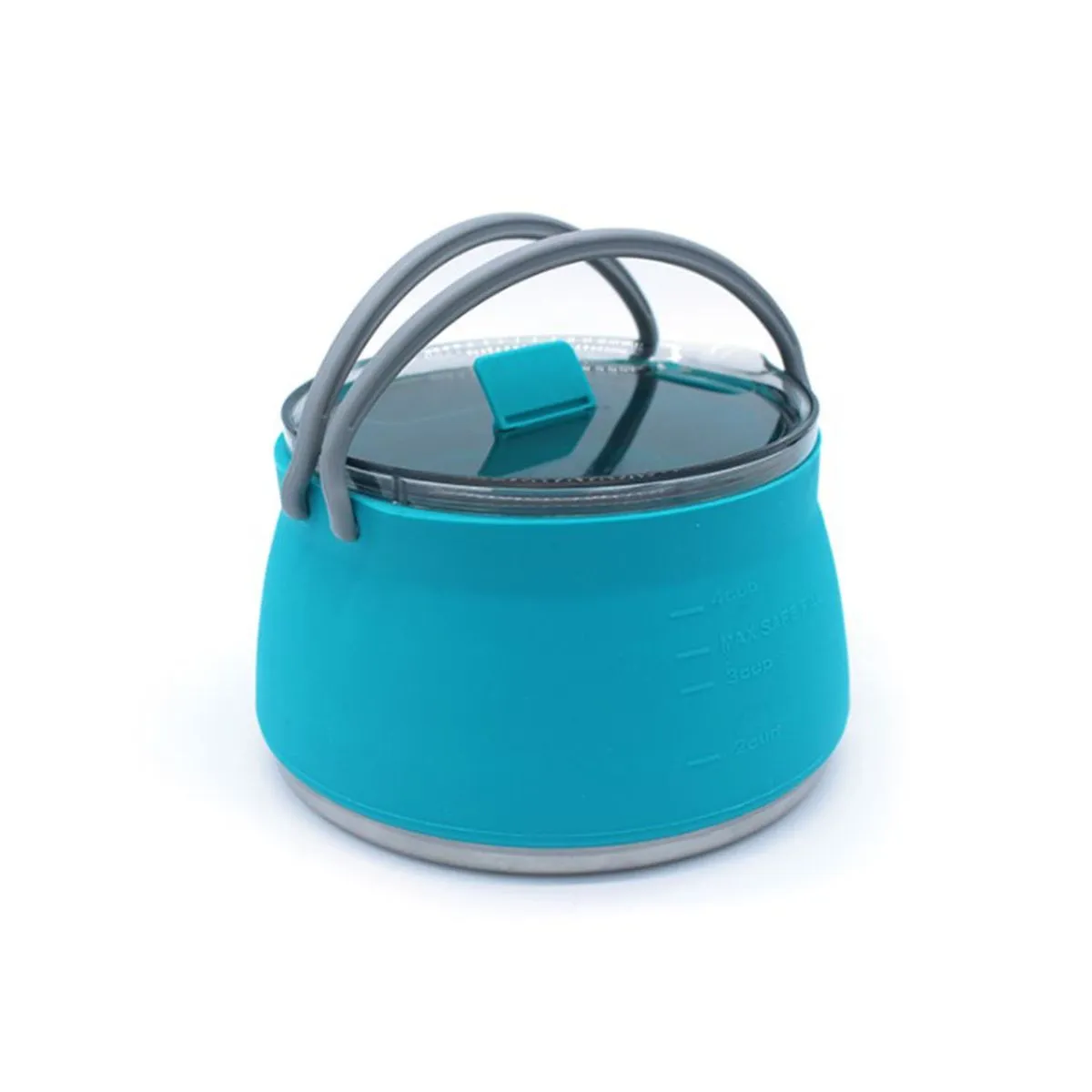 Foldable Compact Outdoor Silicone Pot Kettle 1.1L Capacity BPA Free - Blue