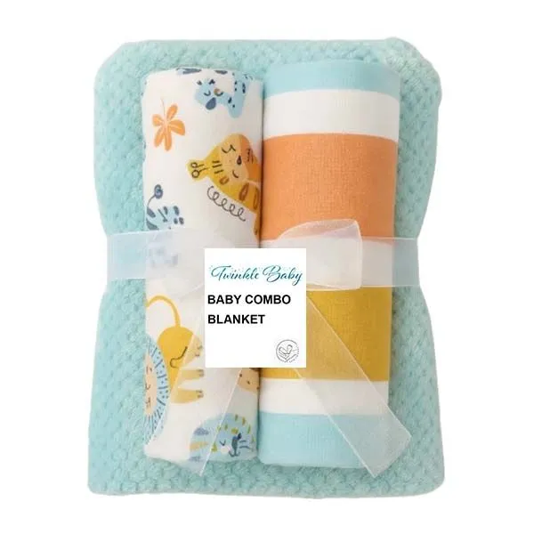 Baby Blanket and Swaddle -Gift pack - Cyan