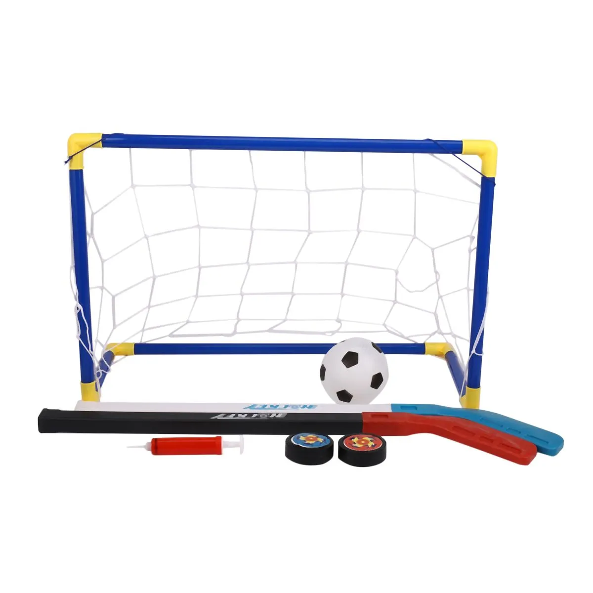 Goals with Balls and Pump Practice Game Football Toy Set - 2 in 1