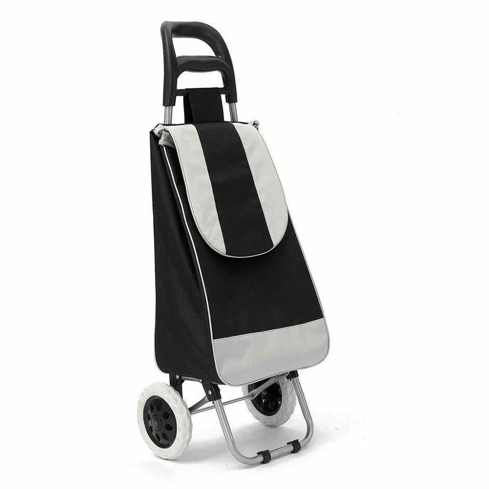 Lightweight Foldable Grocery & Utility Shopping Trolley - Black