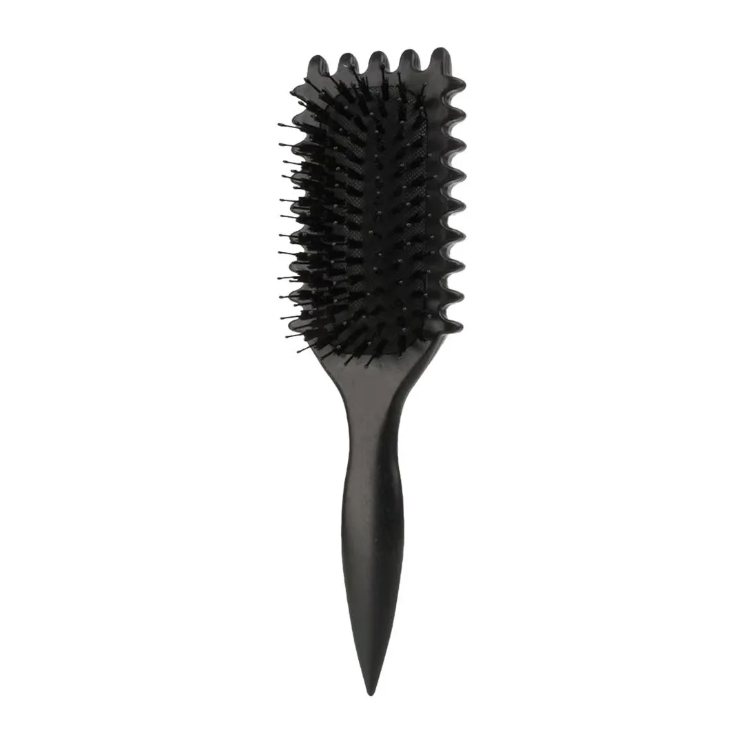 Curly Hair Defining Brush - Vented Detangling & Wet/Dry Hair Styling Tool - Black