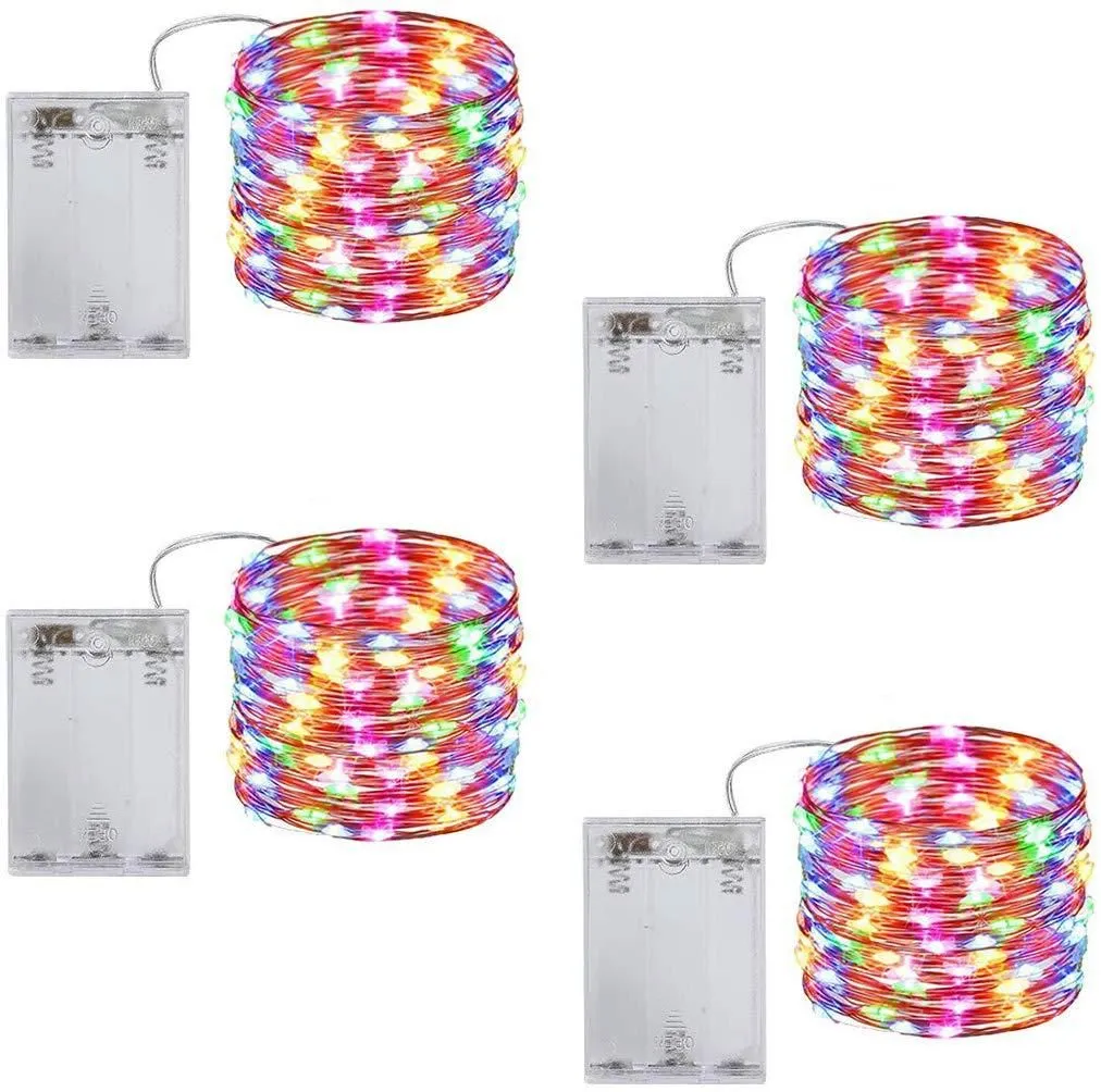 4-Pack Battery Operated Fairy String Lights - Party Bedroom DIY Decor - Green