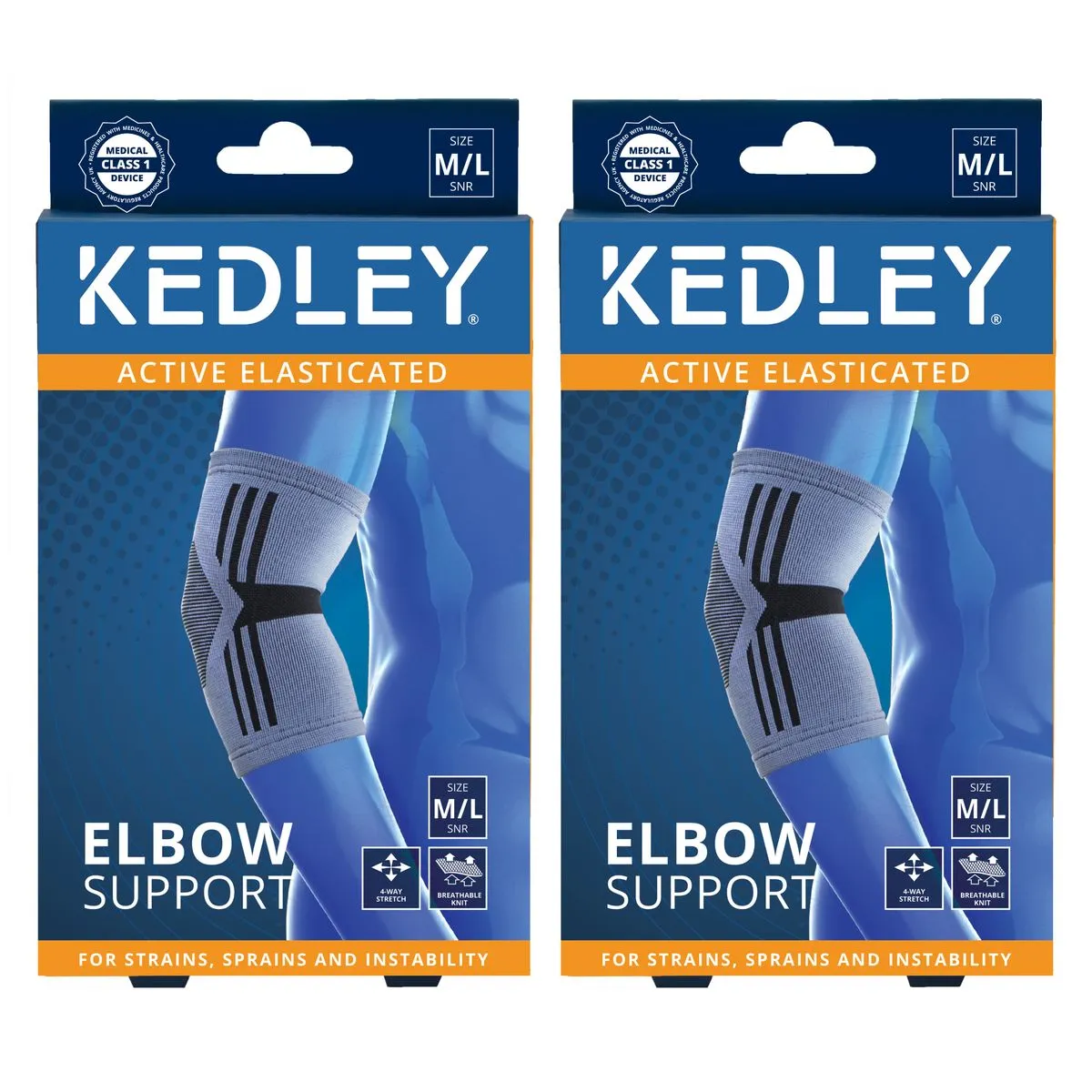 KEDLEY Elasticated Elbow Support Sleeves - 2 Pack