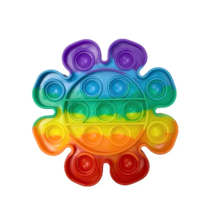 Playful Bubble Fidget Sensory Pop It Toy - Rainbow Colour - Sun Flower