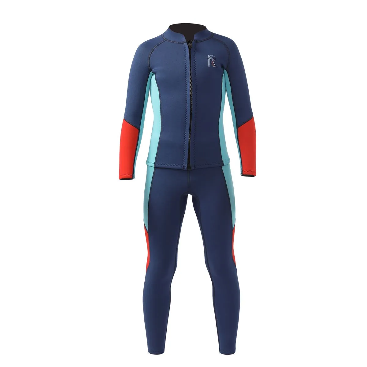 3mm Neoprene Front Zipper 2-Piece Wetsuit for Toddler Youth Size 14 - Blue