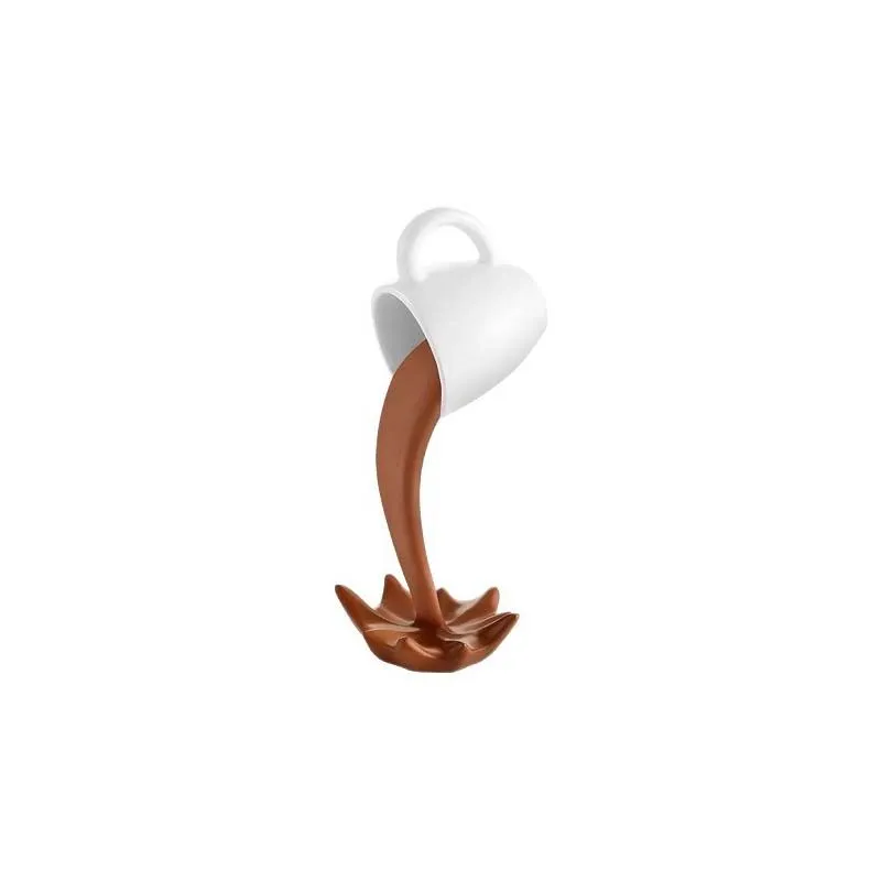 Floating Pouring Coffee Cup Resin Ornament Home Decor Statue