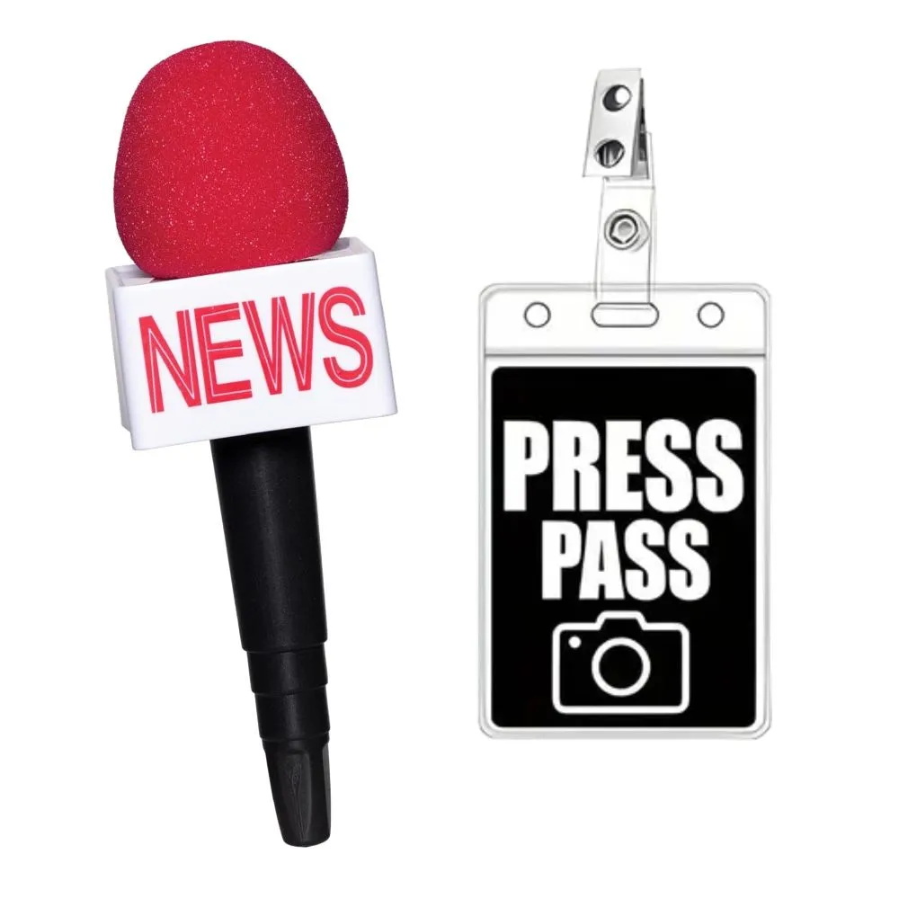 Party Cosplay News Reporter Microphone And Press Pass Acessories Set